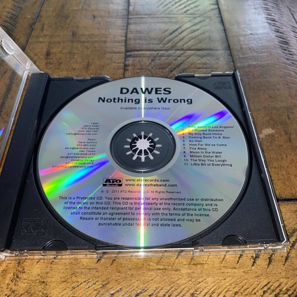 Nothing Is Wrong by Dawes (CD, 2011) ATO Records Promotional - Picture 2 of 4